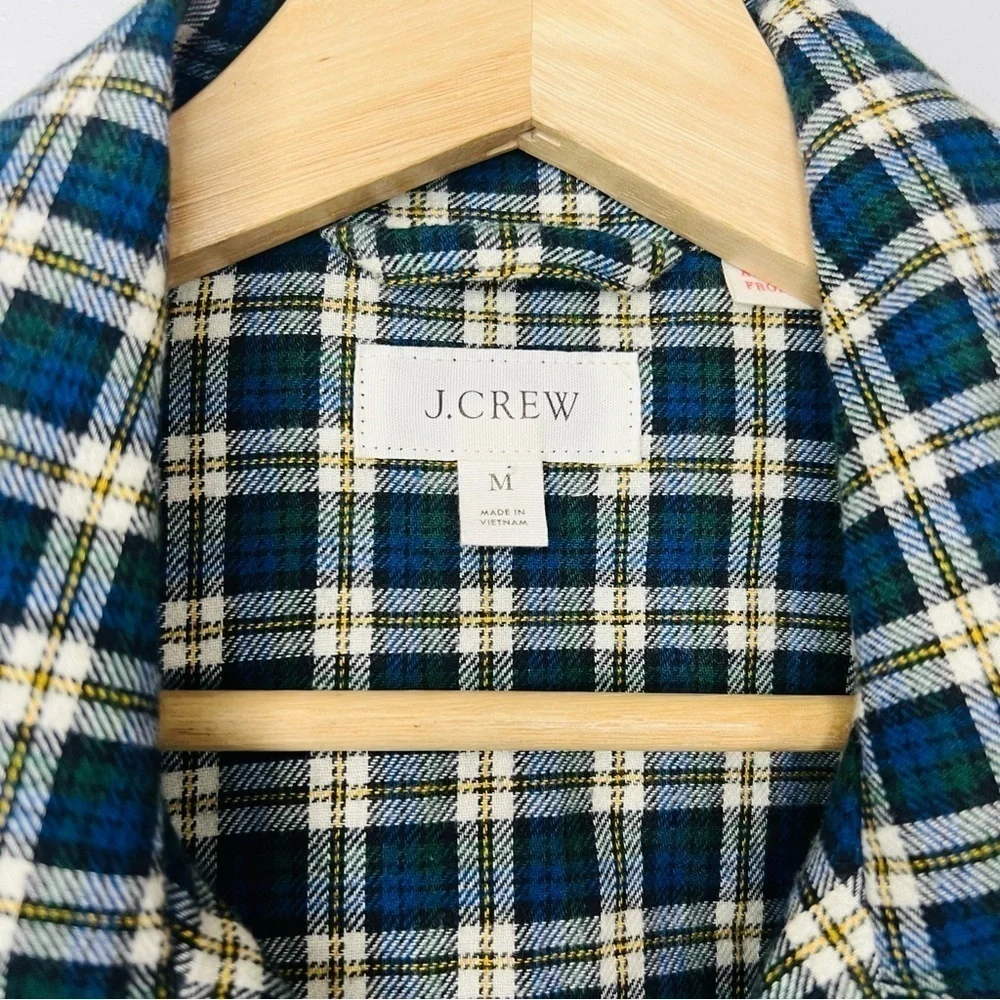 J. Crew Blue / Yellow Midweight Flannel Button Up Shirt M